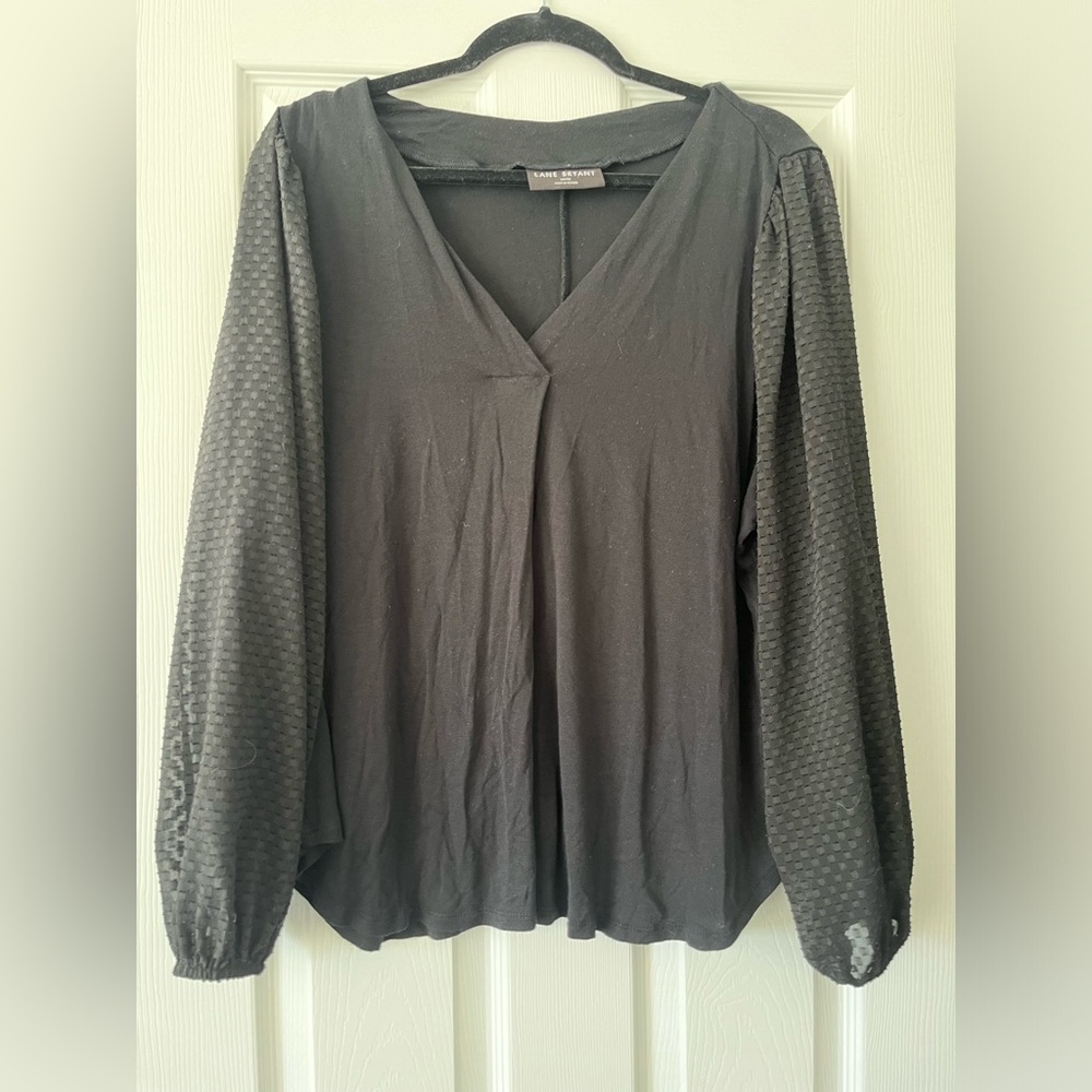 Black V-neck long sleeve shirt from Lane Bryant size 14/16